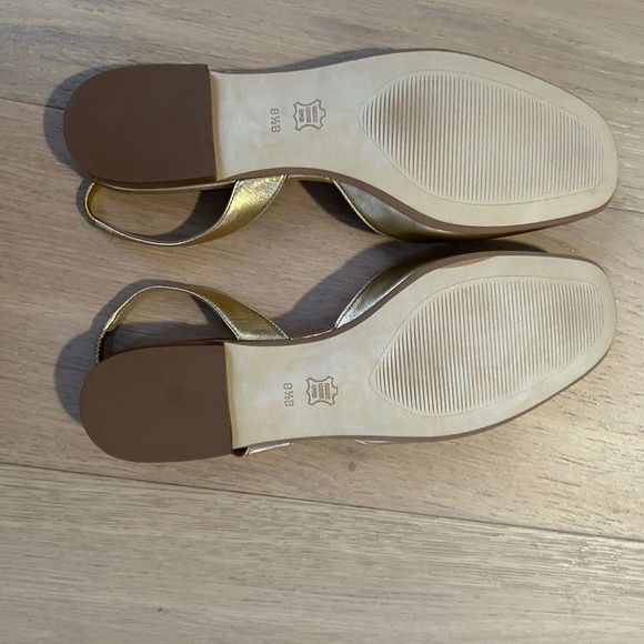 Talbots Gold Flat Slingback Shoes Size 8.5 Leather ~ Metallic ~ Classy! - Picture 4 of 4